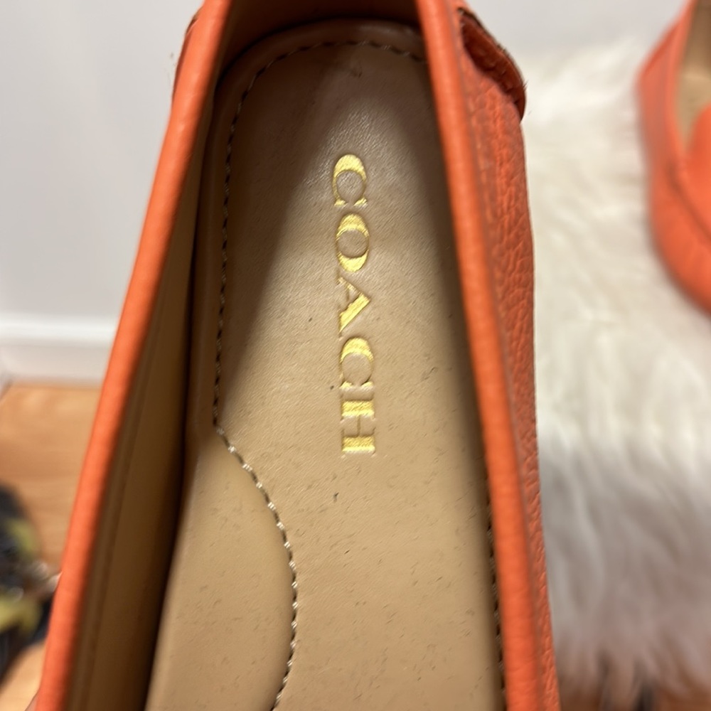 Coach Marley Genuine Leather Loafers in Tangerine - Picture 3 of 9